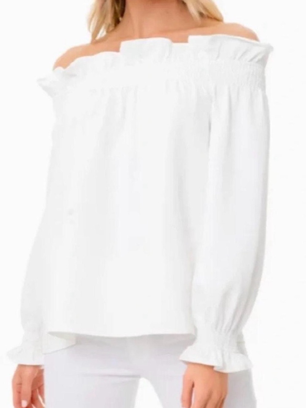 Tuckernuck Marguerite Off The Shoulder Ruffle Blouse White Size XS
